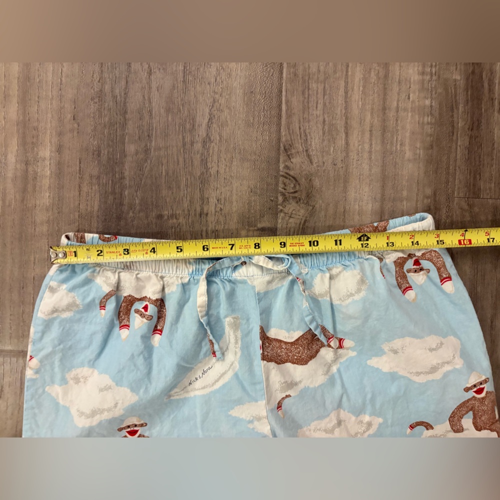 Nick & Nora Cotton Sock Monkey Cloud Pajama Set Size Small - Picture 9 of 12